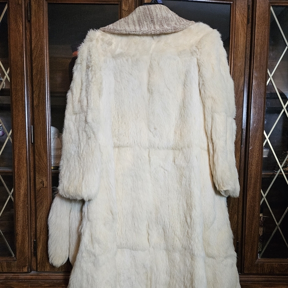 Vintage Jacques Saint Laurent Tan Soft Rabbit Fur Jacket with Fox Tails Scarf - Picture 4 of 12